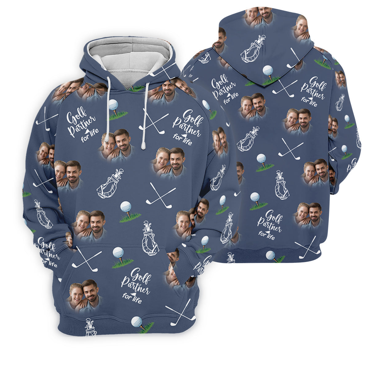 Golf Partner For Life Custom Photo Navy Golf Shirt, Valentines Golf Gift, Women Golf Top, Ladies Golf Polos