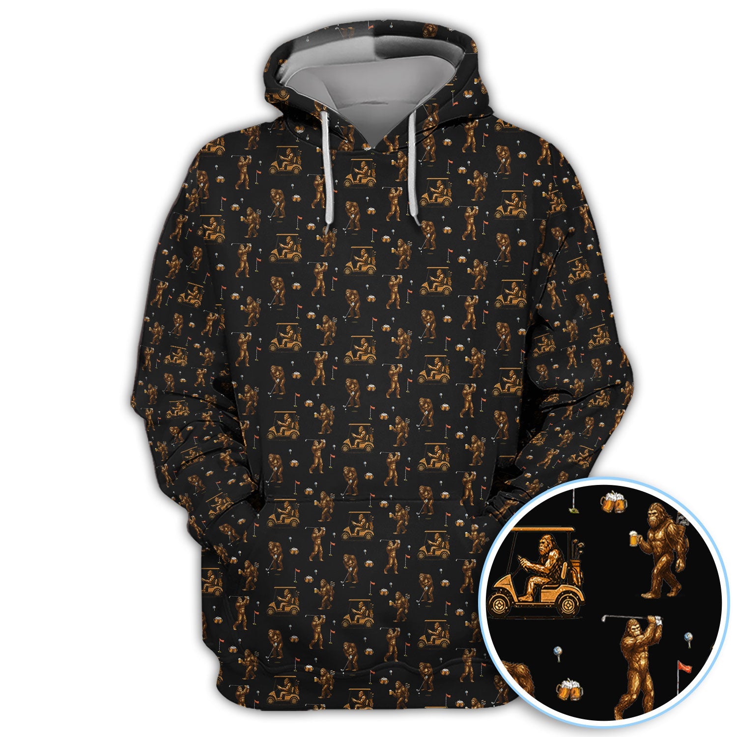 Funny Bigfoot Golf Shirt, Squatch Bigfoot And Beer Pattern Golf  Polos, Crazy Golf Gift For Golfer
