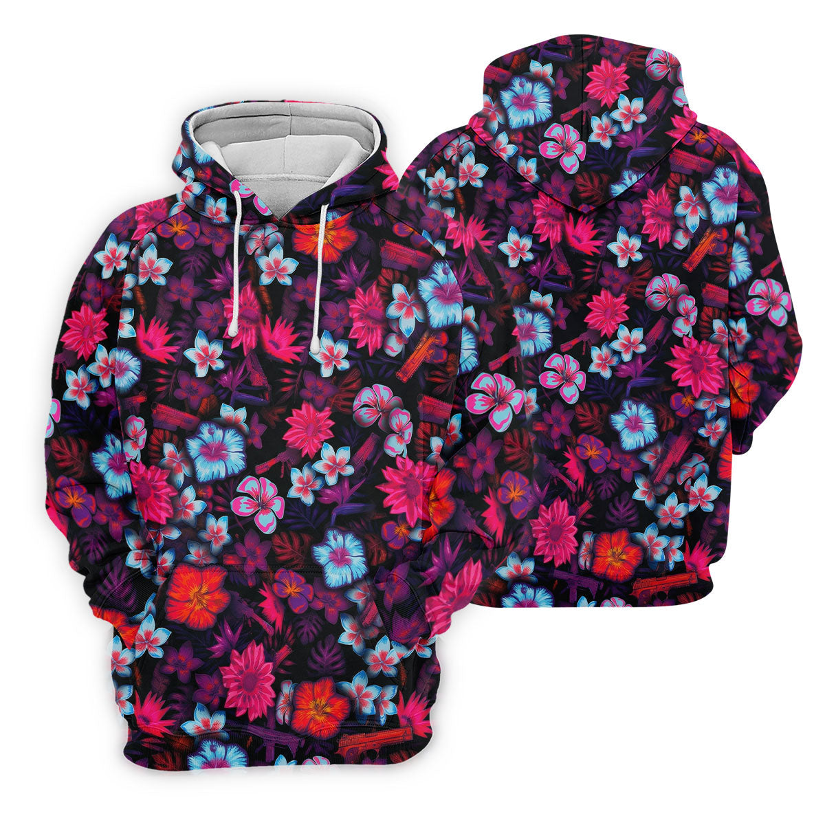 Colorful Hibiscus Tropical Floral Hawaiian Golf Shirt, Summer Vibe Golf Shirts For Men