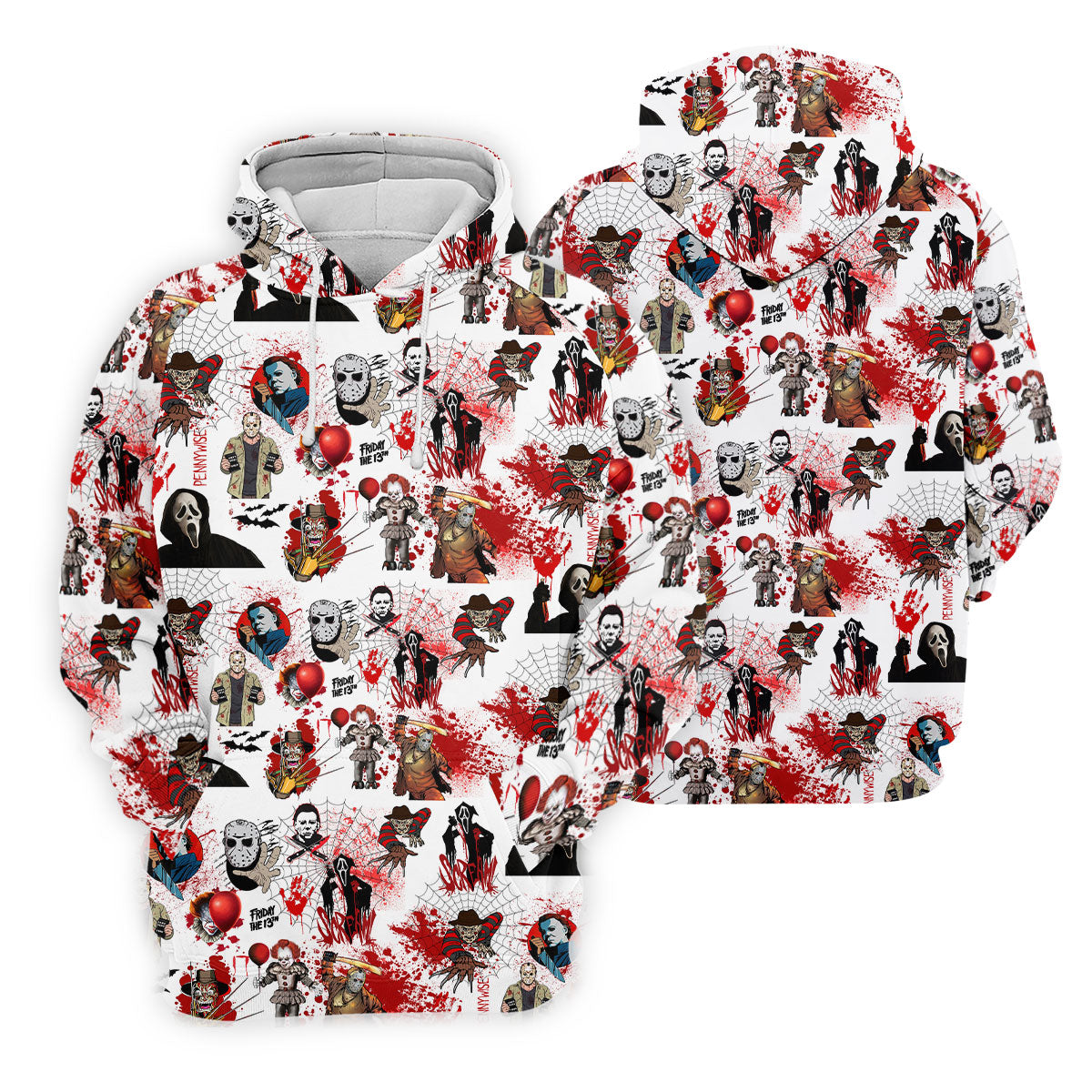 Horror Villain Blood Splatter Print Women's Golf Tops, Halloween Golf Shirt, Ladies Golf Polos, Golfing Apparel