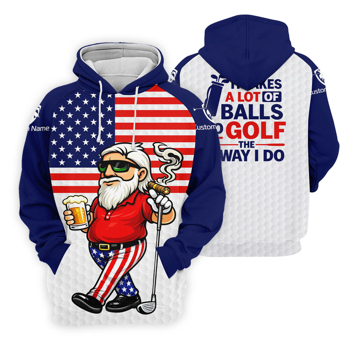 It Takes A Lot Of Ball To Golf The Way I Do Patriotic Man 4th Of July Golf Shirt, 250 Years Polo Shirts For Men