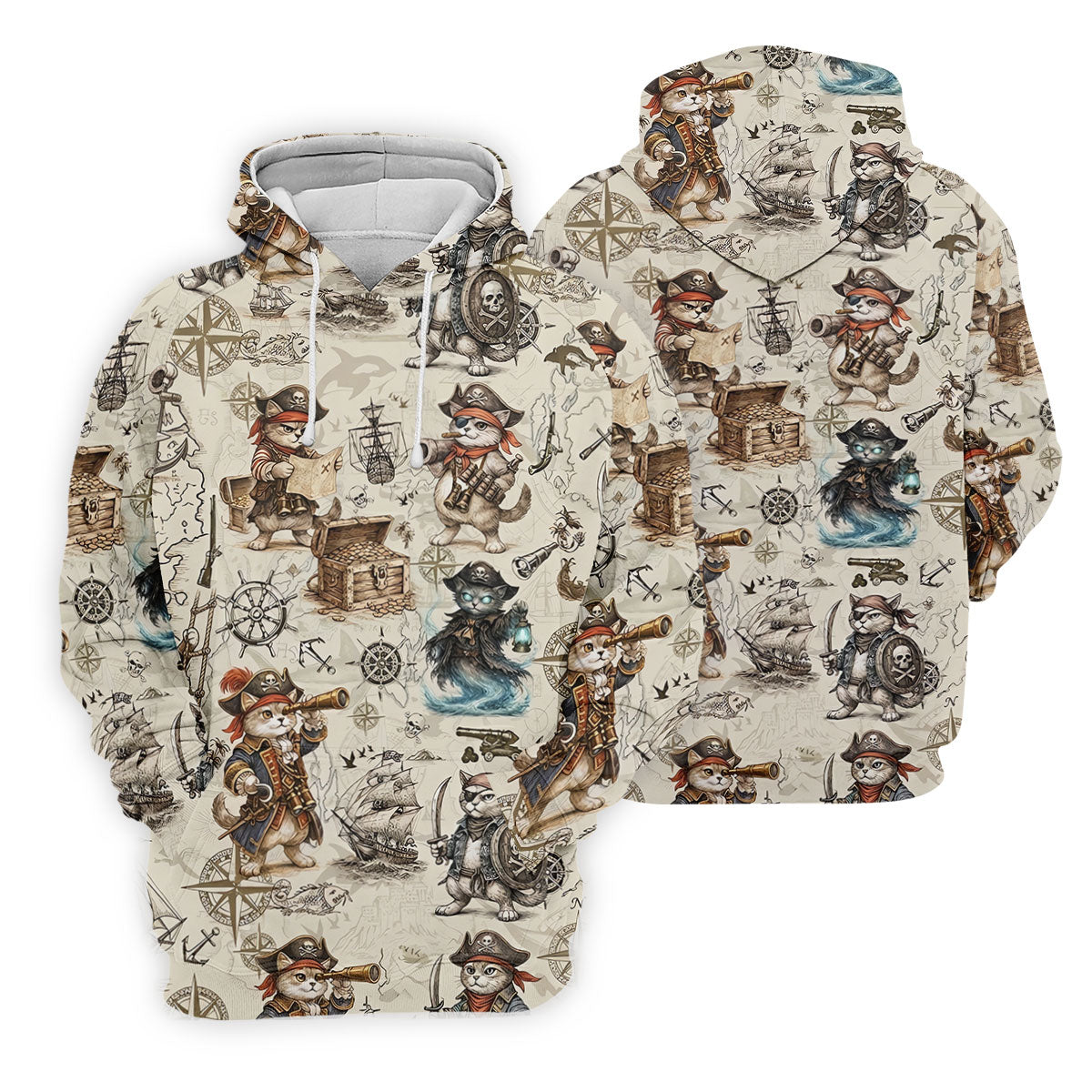 Vintage Pirate Cat Treasure Map Adventure Golf Shirt, Women's Golf Shirt, Golf Polo For Women, Golf Shirts For Women