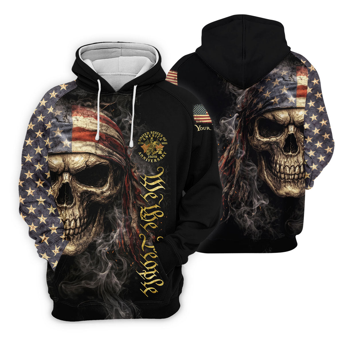 USA 250th Anniversary We The People Patriotic Skull Golf Shirt, 4th Of July Golf Shirts For Men