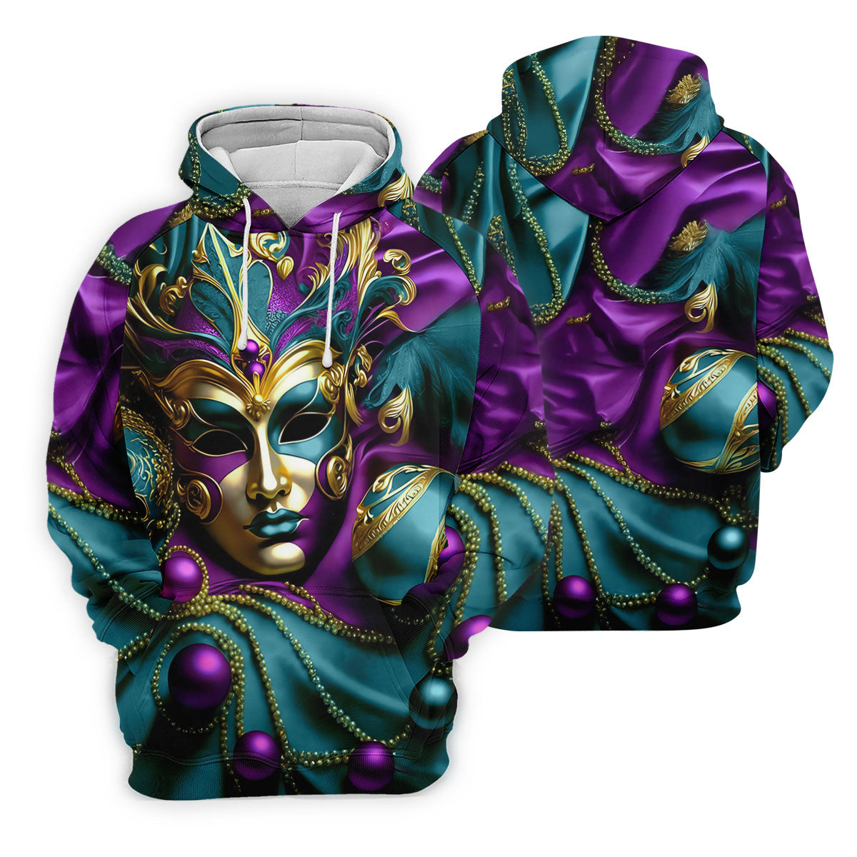 Mardi Gras Face Mask Turquoise Golf Shirt, Women's Golf Tops, Ladies Golf Polos, Women's Polo Shirt