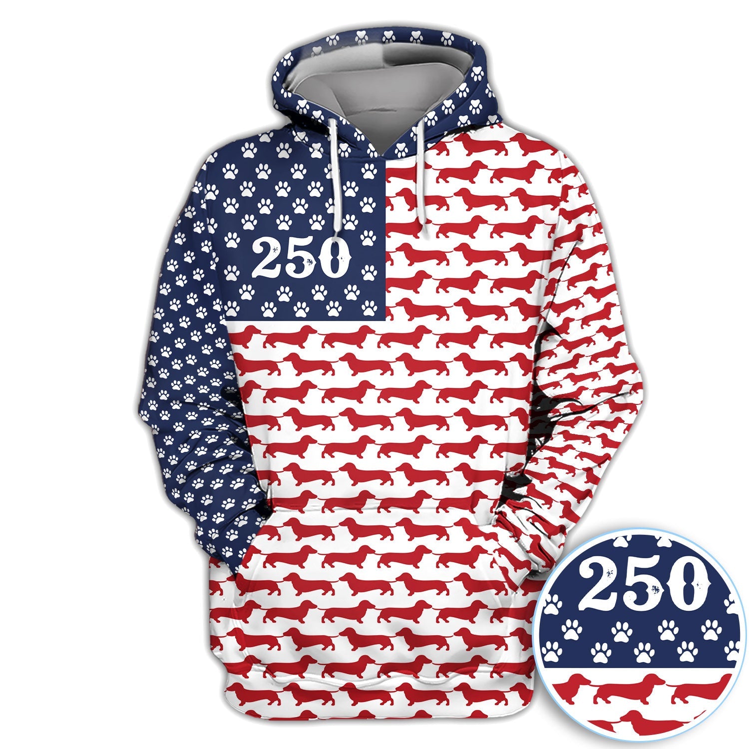 Dachshund USA Flag 250 Pattern Golf Polos, Crazy Dachshund Golf Shirt For Women, Funny Golf Shirt