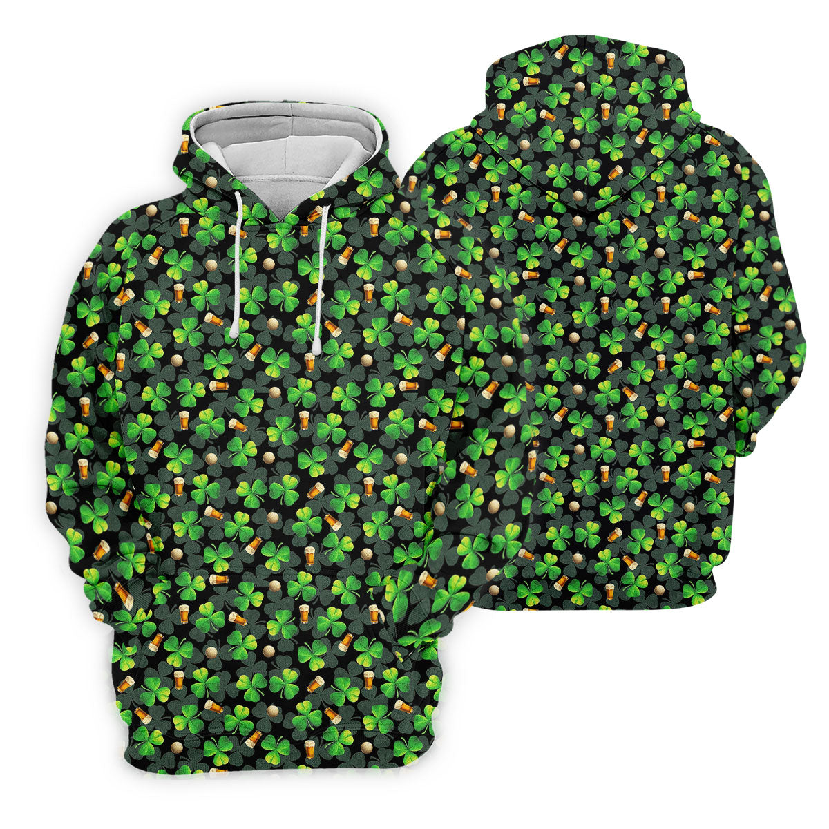 St Patrick's Day Beer Golf Ball Pattern Shamrock Golf Shirt, Women's Golf Tops, Ladies Golf Polos