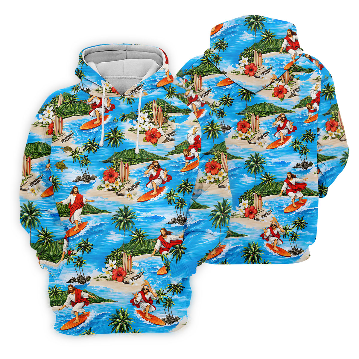 Funny Beach Surfer Jesus Hawaiian Golf Shirt, Golf Polo For Women, Printed Golf Shirt