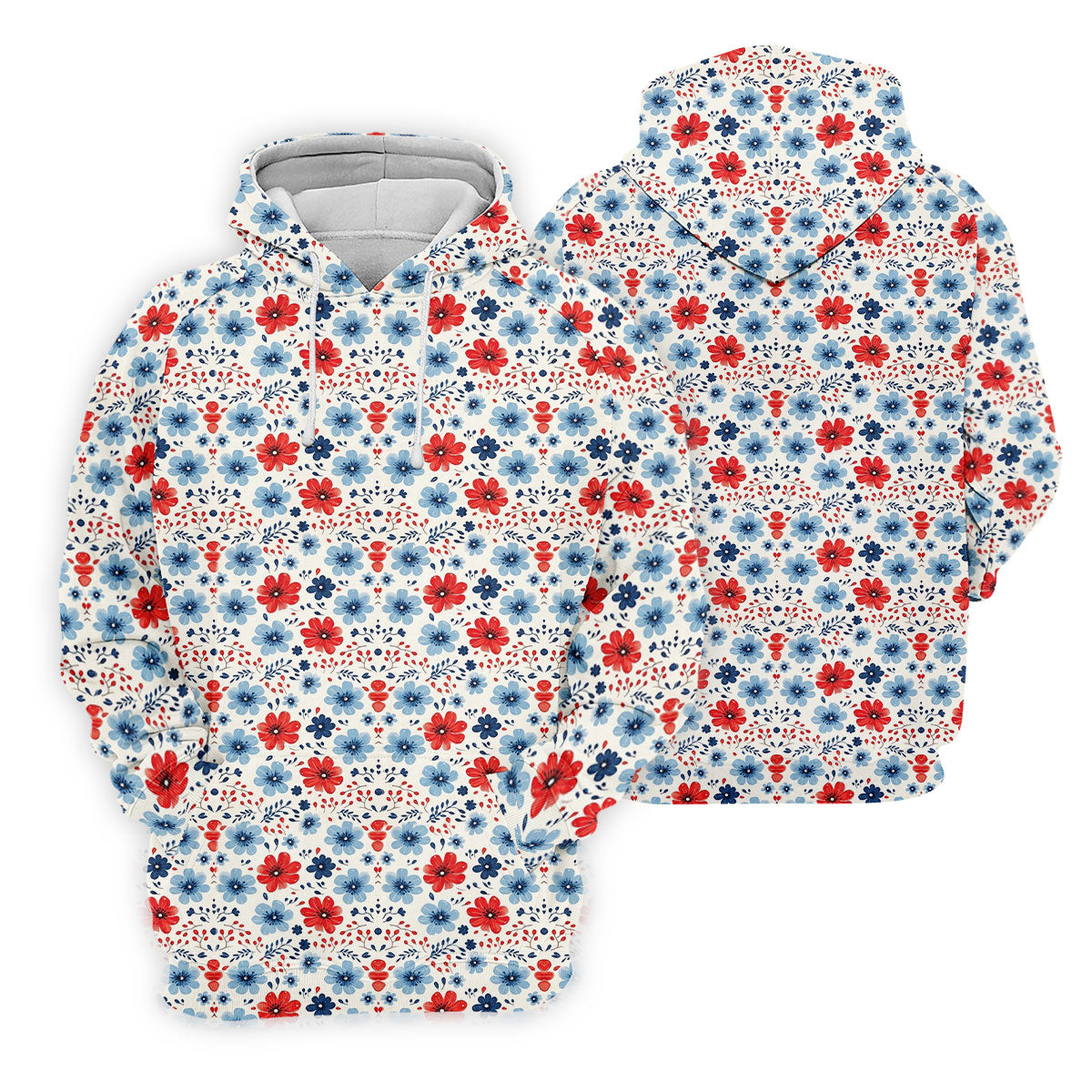 Red White Blue Floral Pattern 250th Anniversary Patriotic Golf Shirt, 4th Of July Golf Shirt For Women