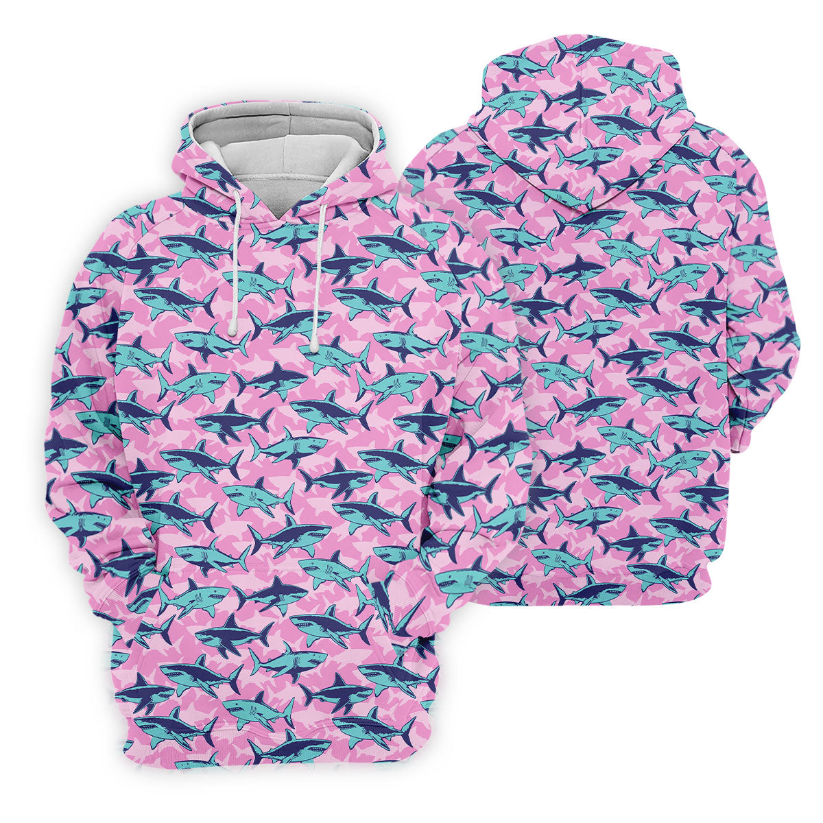 Shark Pattern Hawaiian Golf Shirt, Pink Golf Shirt, Polo Shirts For Men, Golfing Apparel