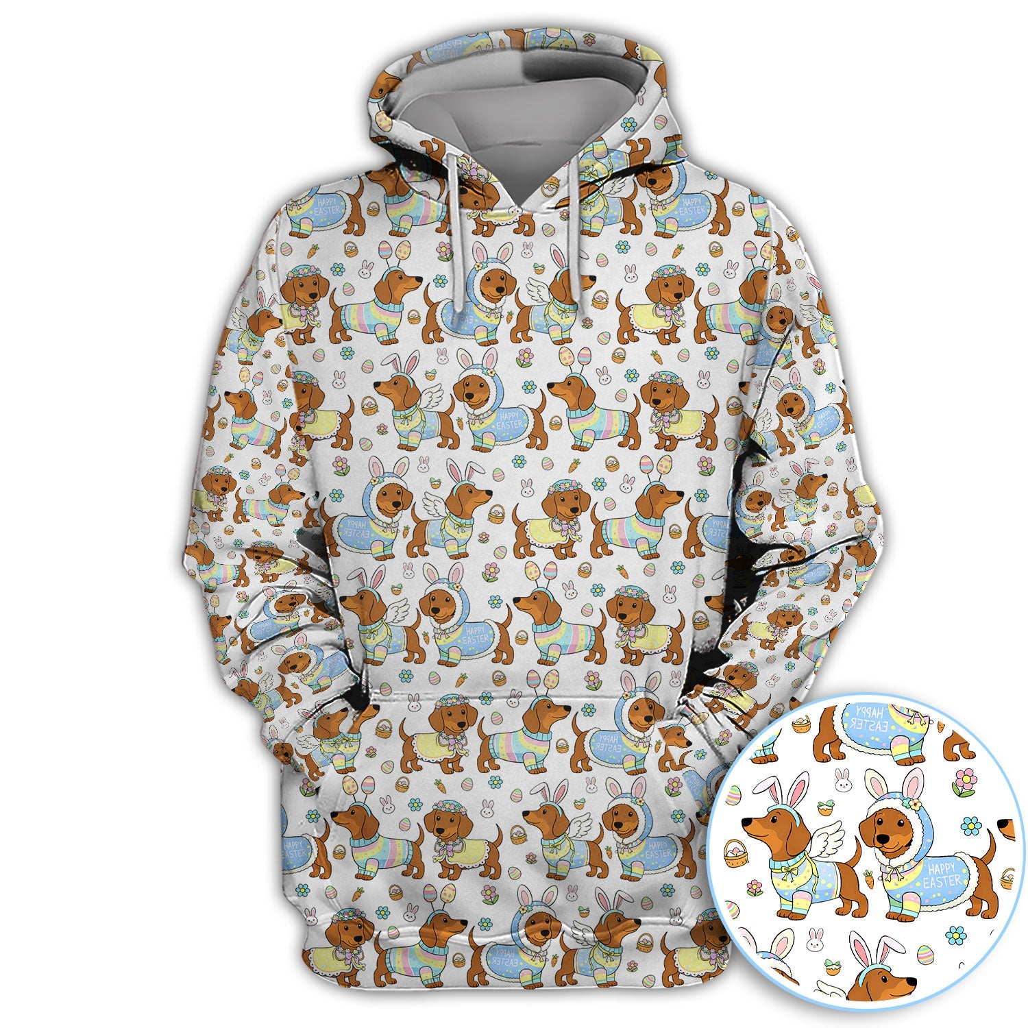 Dachshund Happy Easter Golf Polos, Easter Wiener Dog Pattern Golf Shirt, Golf Gift For Women