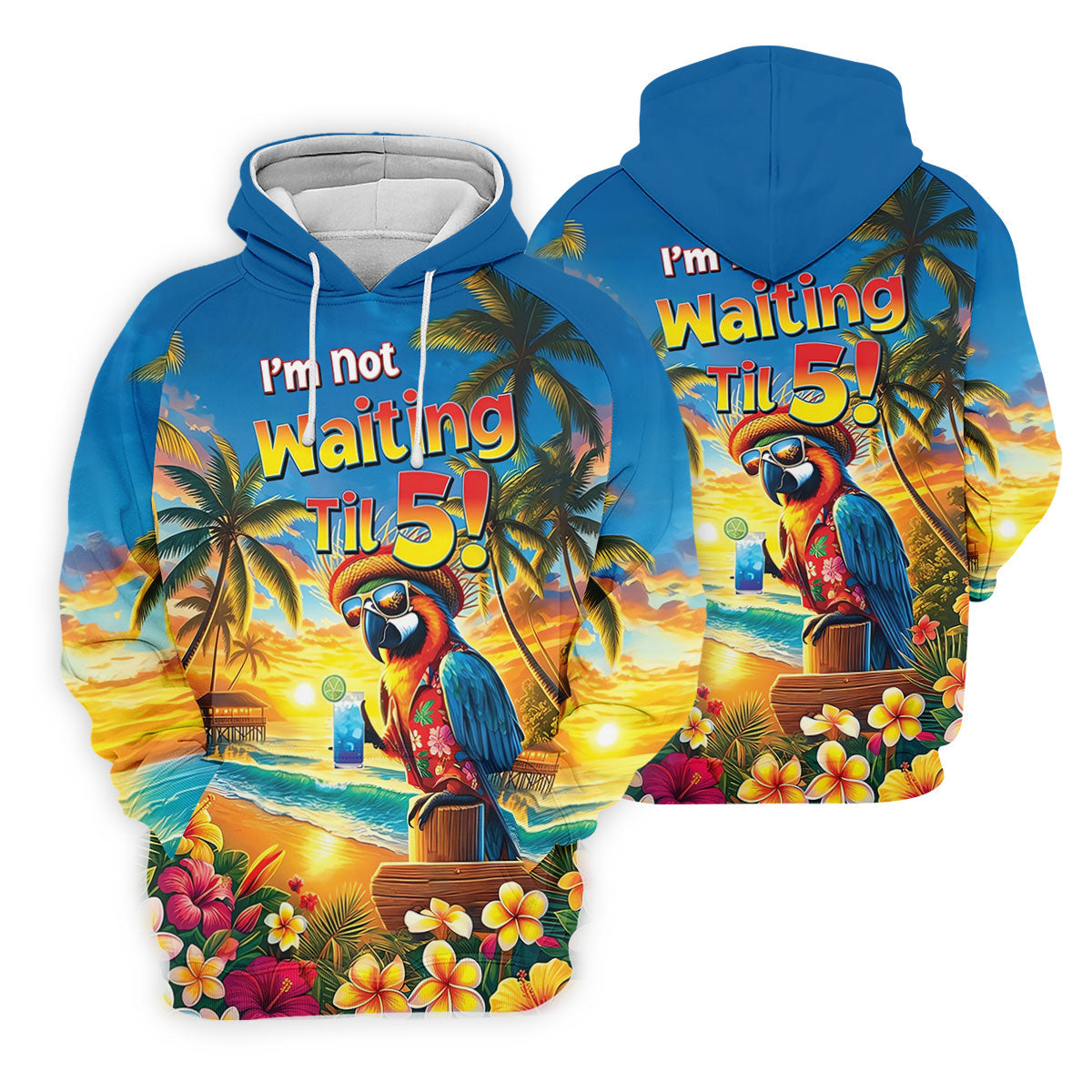 I'm Not Waiting Til 5 Funny Parrot Hawaiian Golf Shirt, Women's Golf Tops, Ladies Golf Shirts