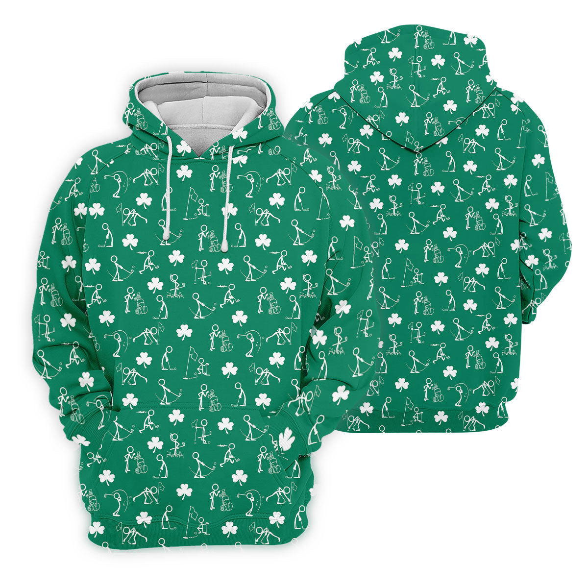 Stick Figure Golf Pose St Patrick's Day Shamrock Green Golf Shirt, Women's Golf Tops, Ladies Golf Polos