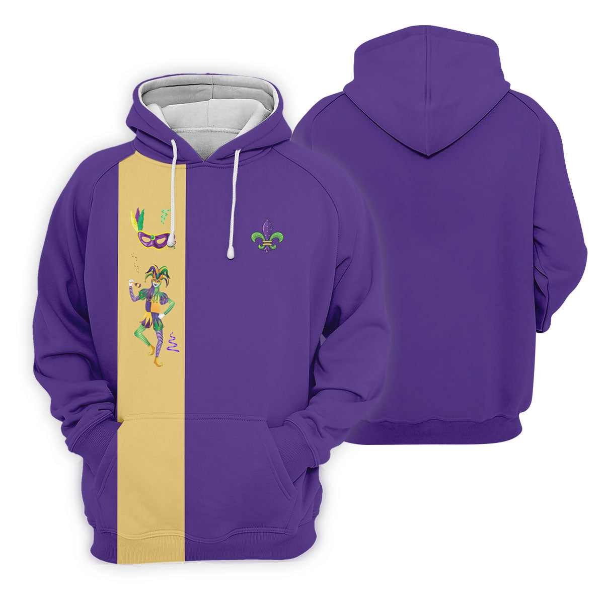 Mardi Gras Festival Jester Figure Fleur De Lis Symbol Purple Golf Shirt, Women's Golf Tops, Ladies Golf Polos