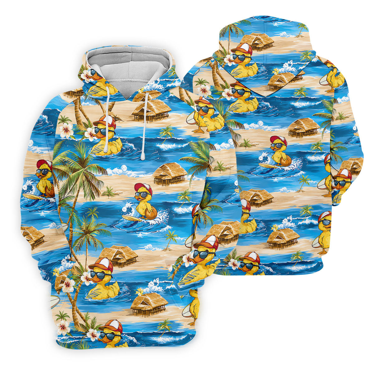 Cool Duck Hawaiian Golf Shirt, Surfing Duck Beach Women's Golf Polo, Polo Shirts For Women