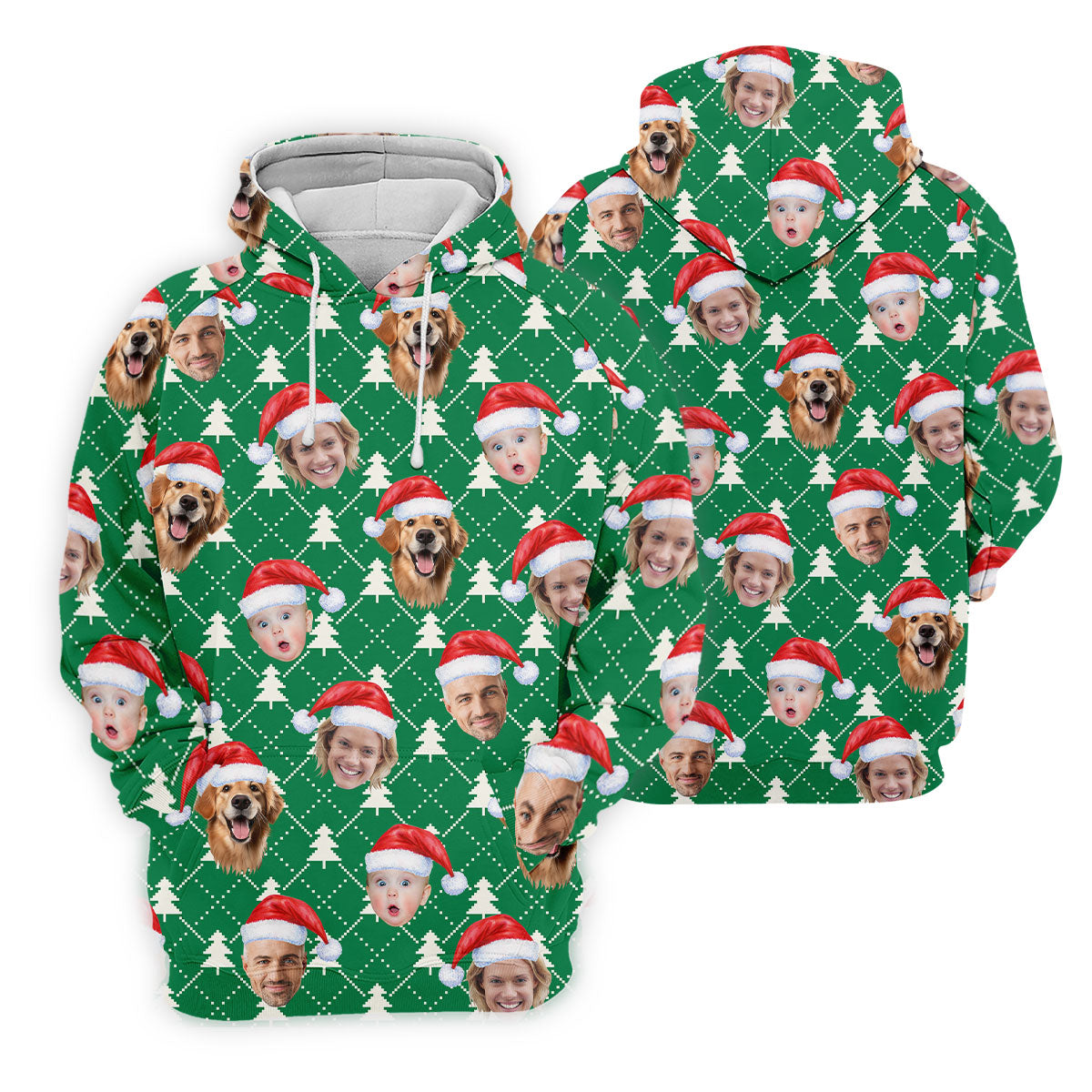 Custom Face Snow Pine Tree White Dotted Christmas Golf Shirt, Ladies Golf Shirts, Golf Gifts For Women