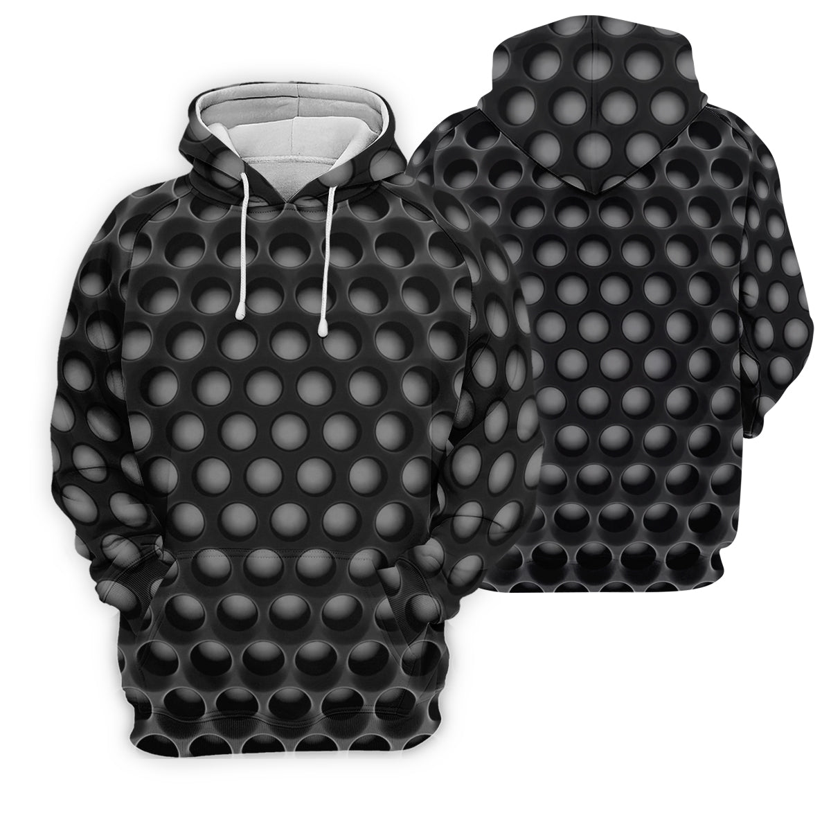 3D Effect Circular Pattern Black Golf Shirt, Cool Golf Outfit, Women Golf Top, Ladies Golf Shirts