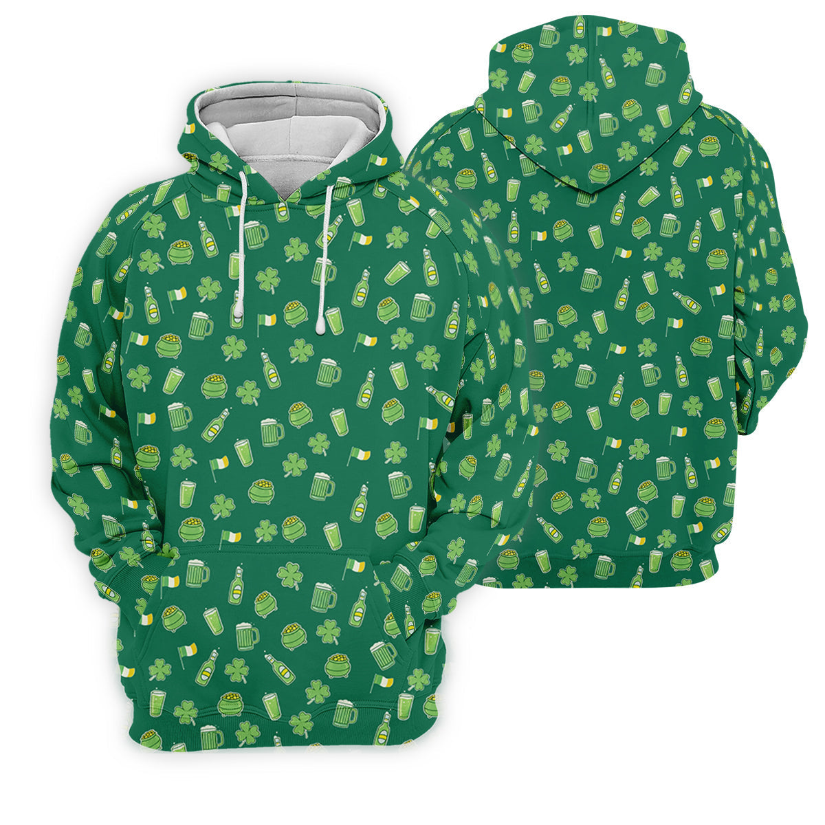 St Patrick's Day Beer Four Leaf Clovers Gold Pots Green Golf Shirt, Women's Golf Tops, Ladies Golf Polos