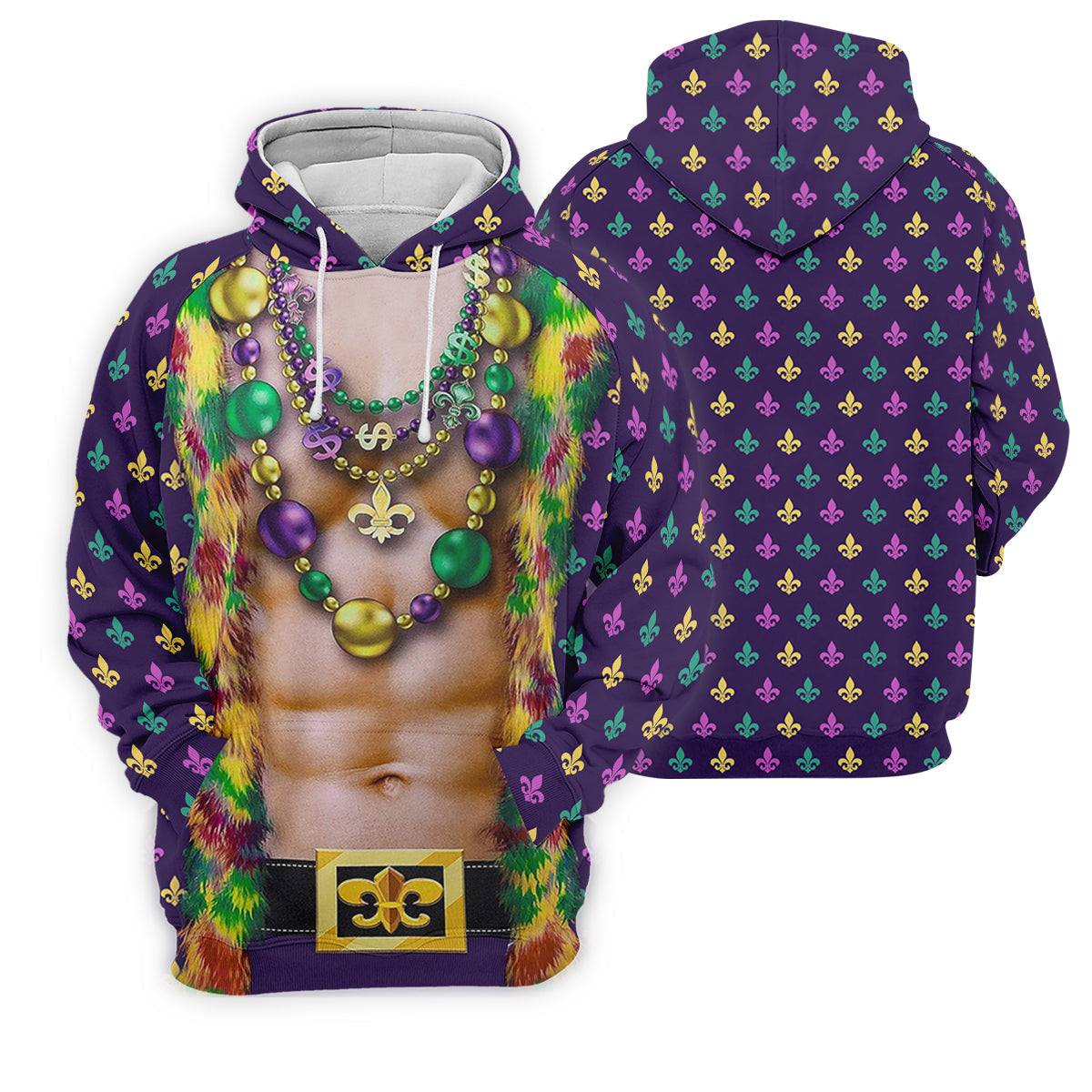 Green Purple Gold Fleur De Lis Symbol Fun Suit Mardi Gras Print Golf Shirt, Fun Women's Golf Shirts, Ladies Golf Polos