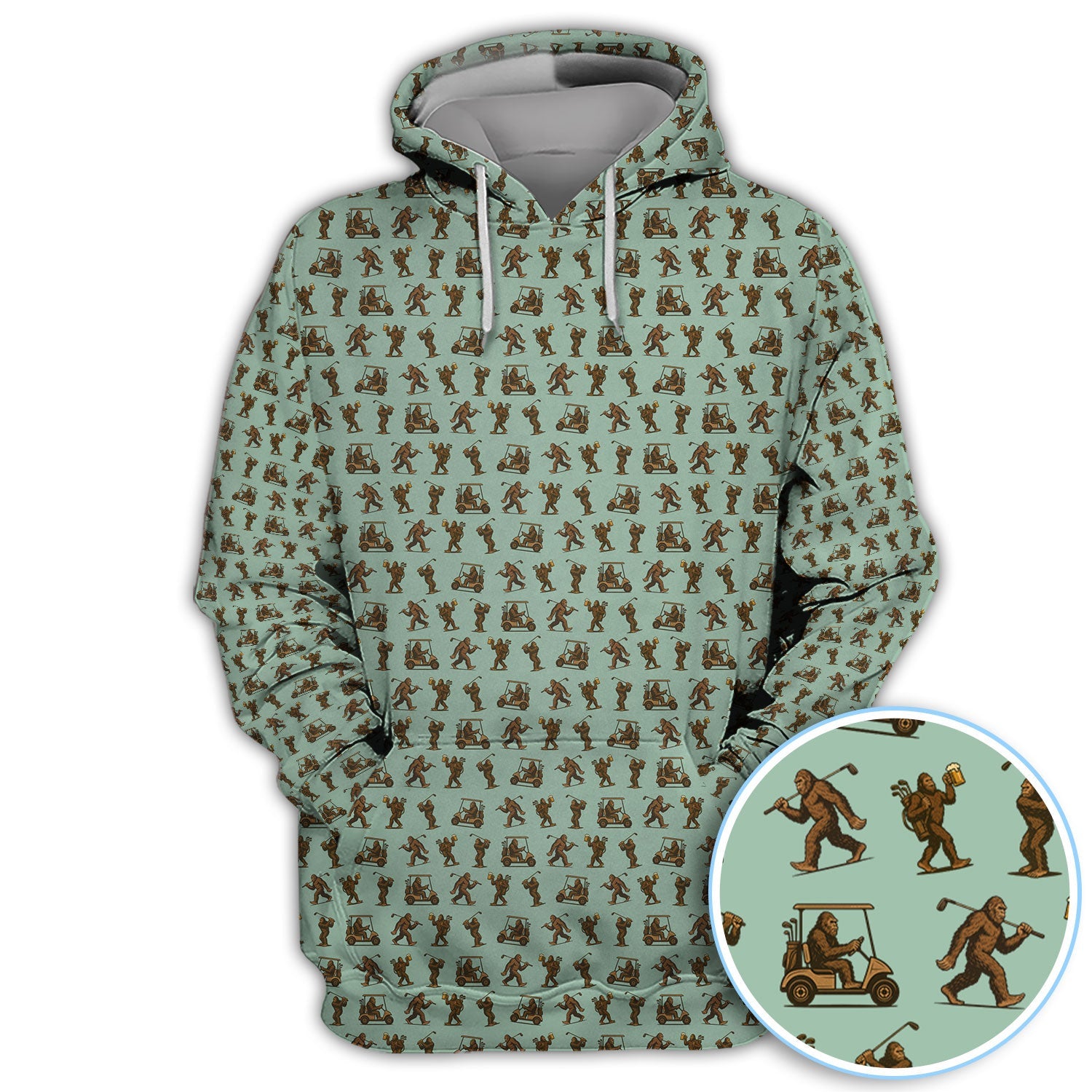 Crazy Golf Pattern Shirt, Bigfoot Golf Shirt For Men, Golf Gift For Golfer