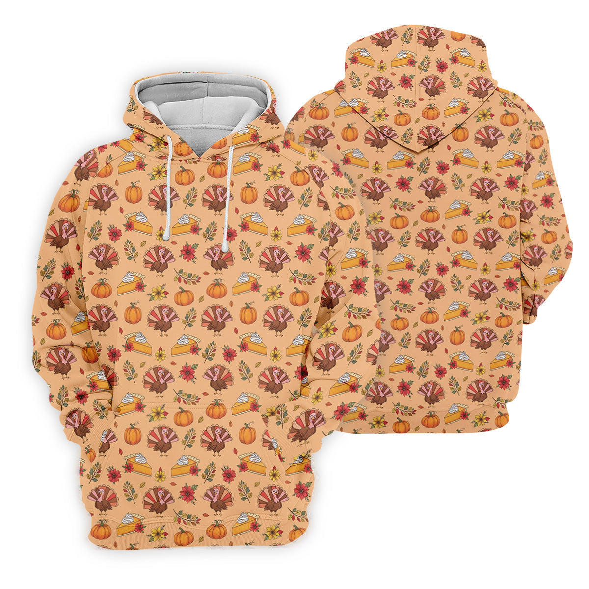 Cute Thanksgiving Turkey Pumpkin Pie Women's Golf Tops, Orange Golf Shirt, Thanksgiving Golf Gift For Ladies