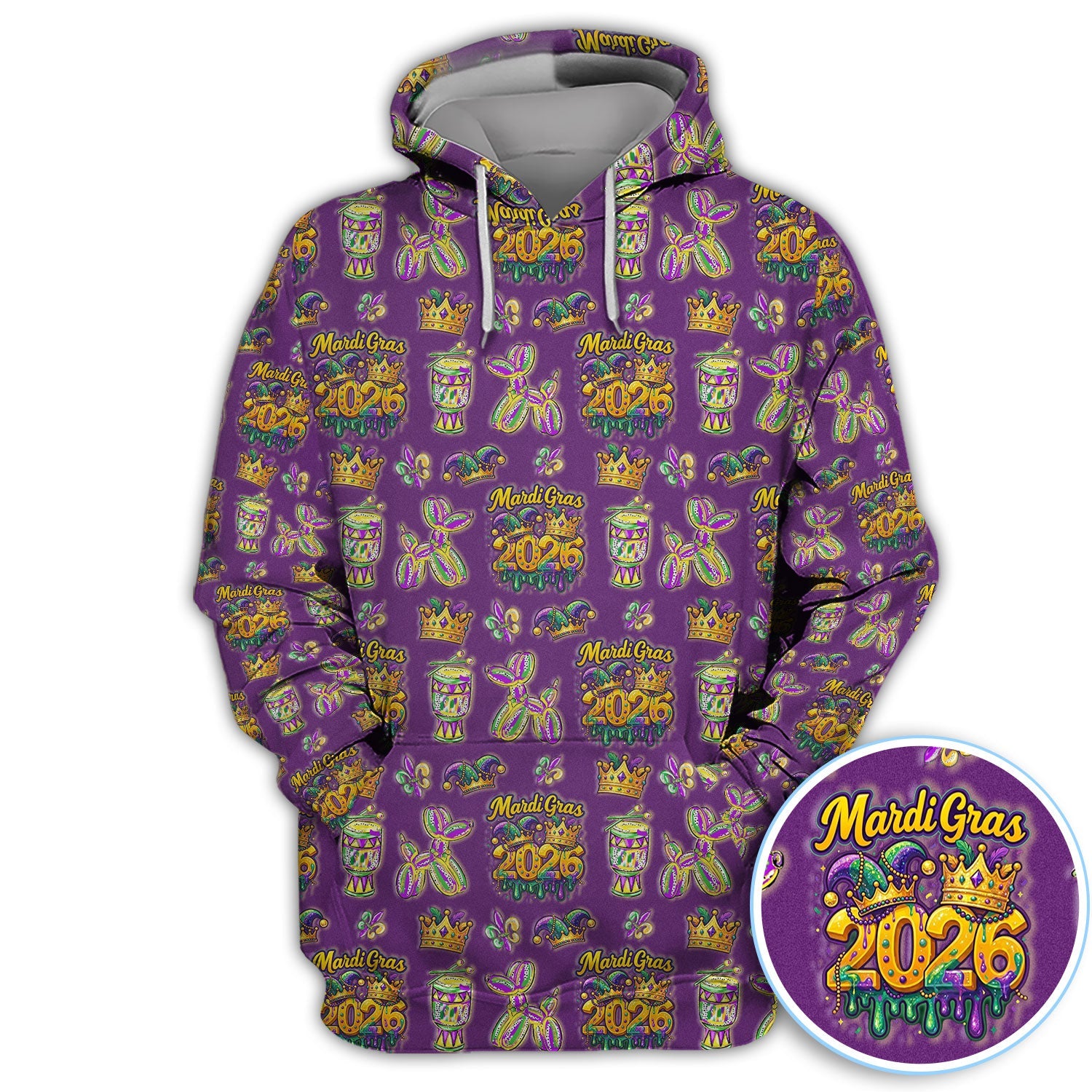 Mardi Gras 2026 Golf Polos For Golfer, Festive Crown Mask Pattern Golf Shirt, Golf Gift For Men