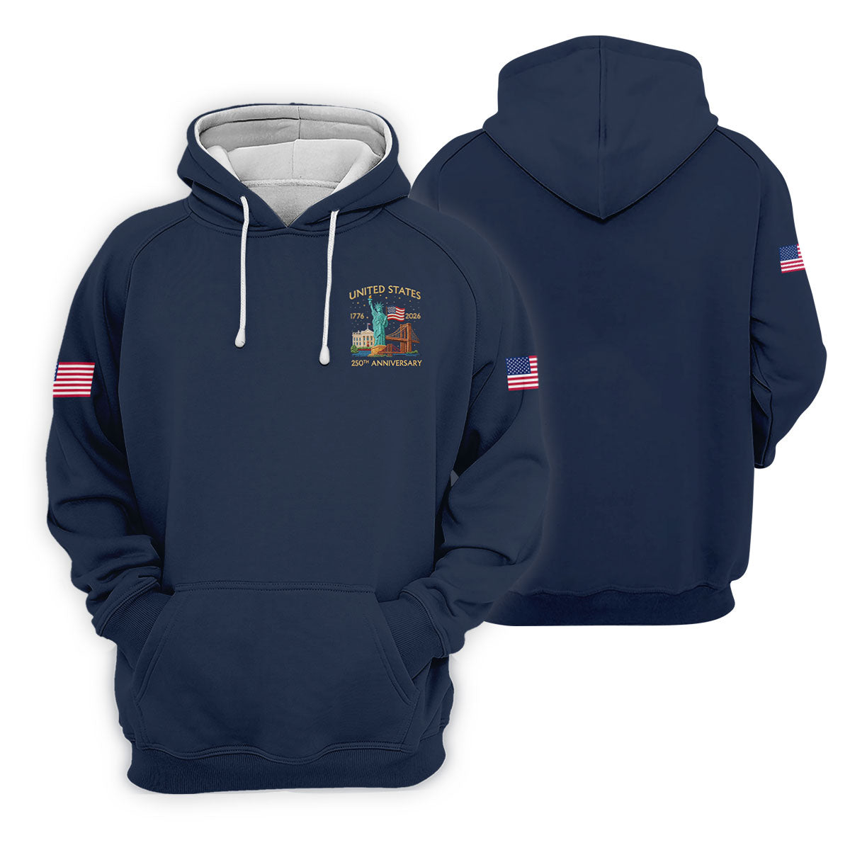 US 250th Anniversary Patriotic Golf Shirt, American Symbols 4th Of July Golf Shirts For Men