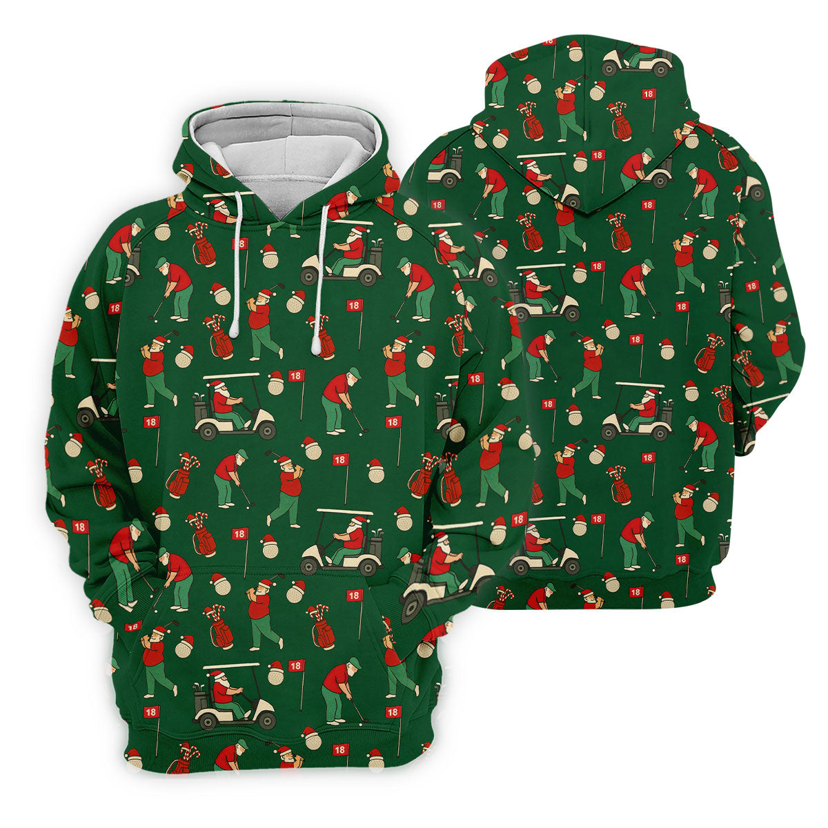 Golfing Santa Green Christmas Fun Women's Golf Shirts, Ladies Golf Shirts, Christmas Golf Shirt
