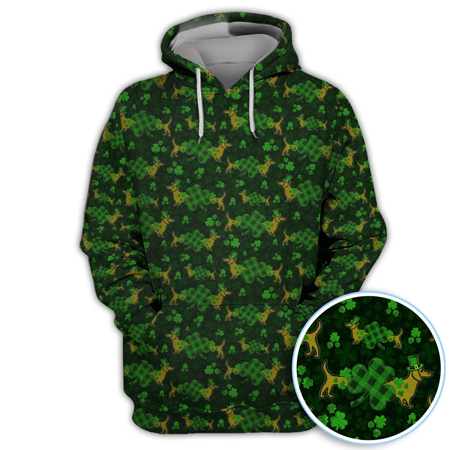 St. Patrick’s Day Golf Polos, Funny Dachshund Shamrock Golf Shirt For Men, Crazy Golf Gift For Golfer