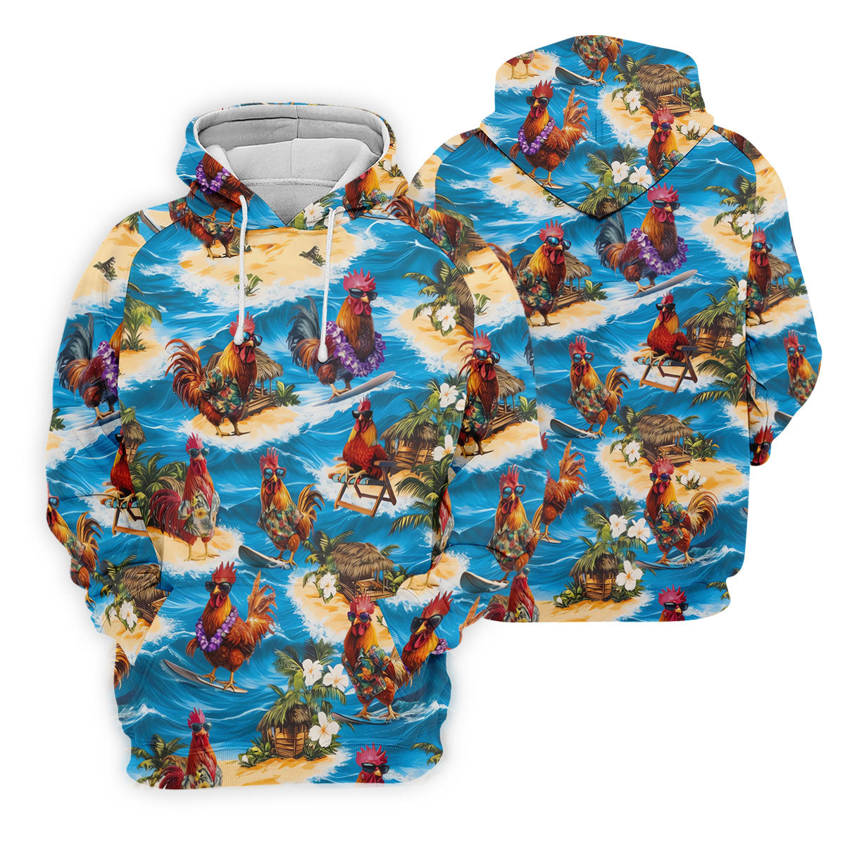 Cool Rooster Beach Vacation Hawaiian Golf Shirt, Golf Polo For Women, Printed Golf Shirt