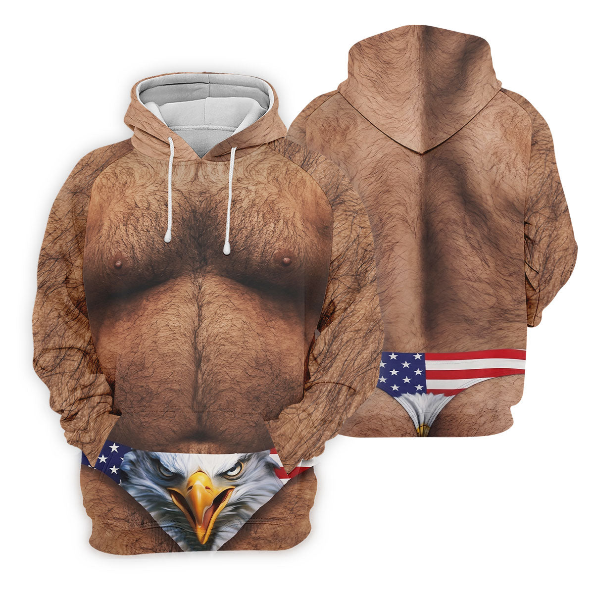 Hairy Body Funny Eagle American Flag Women Golf Shirt, 250th Anniversary 4th Of July Ladies Golf Shirt