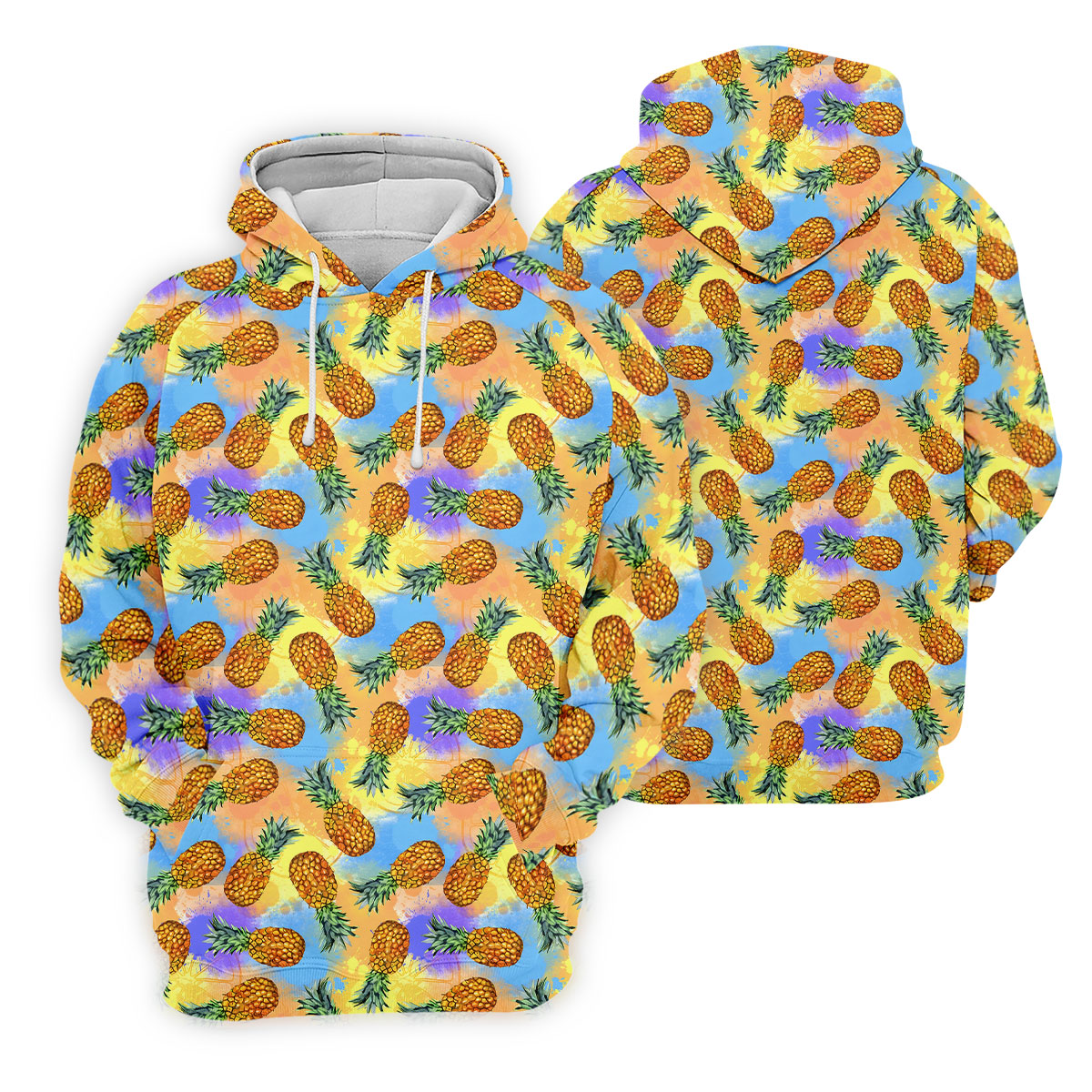 Colorful Pineapple Tropical Pattern Golf Shirt, Mens Polo Shirt, Hawaiian Golf Shirt, Performance Golf Shirt