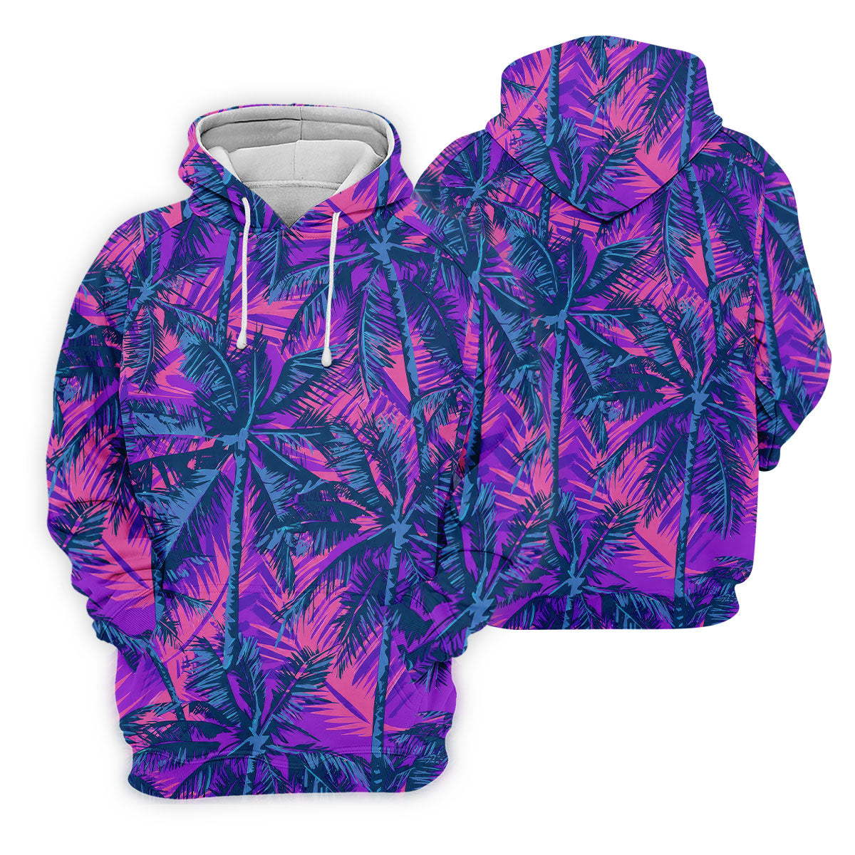 Purple Pink Tropical Palm Trees Golf Shirt, Golf Polo For Women, Printed Golf Shirt