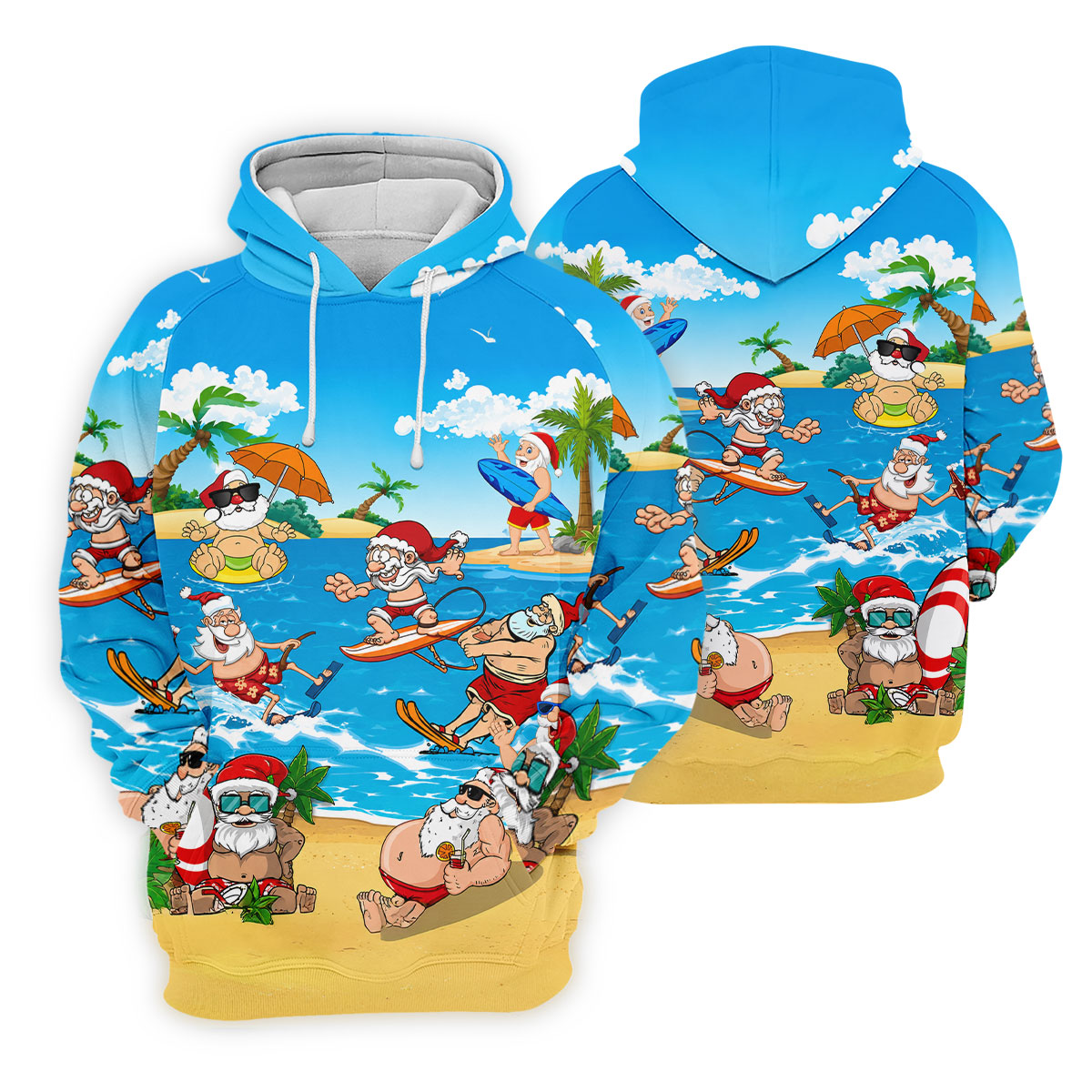 Santa Claus Summer Beach Party Golf Shirt, Mens Golf Polo, Printed Golf Shirts