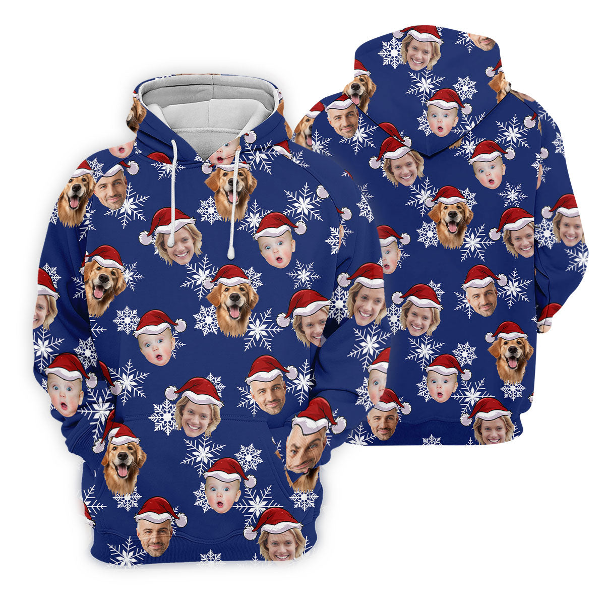 Custom Face Navy Christmas Women's Golf Tops, Ladies Golf Shirts, Christmas Golf Gift