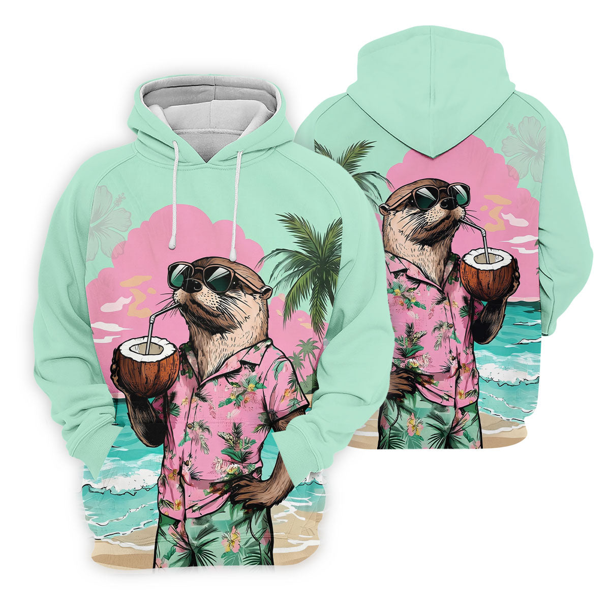 Funny Otter Tropical Summer Hawaiian Golf Shirt, Golf Shirt For Women, Golfing Apparel