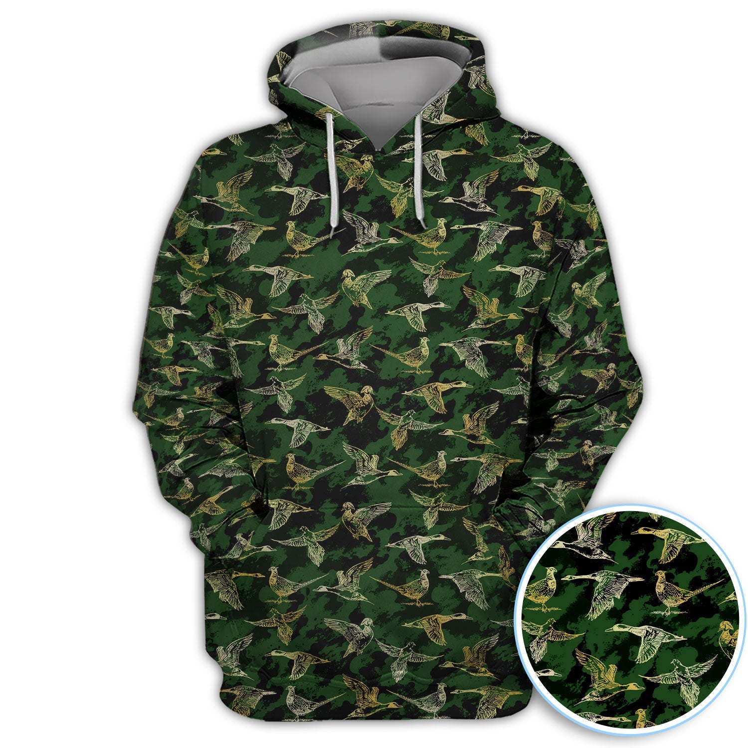 Duck Camo Pattern Golf Polos For Golfer, Flying Waterfowl Golf Shirt, Golf Gift For Men
