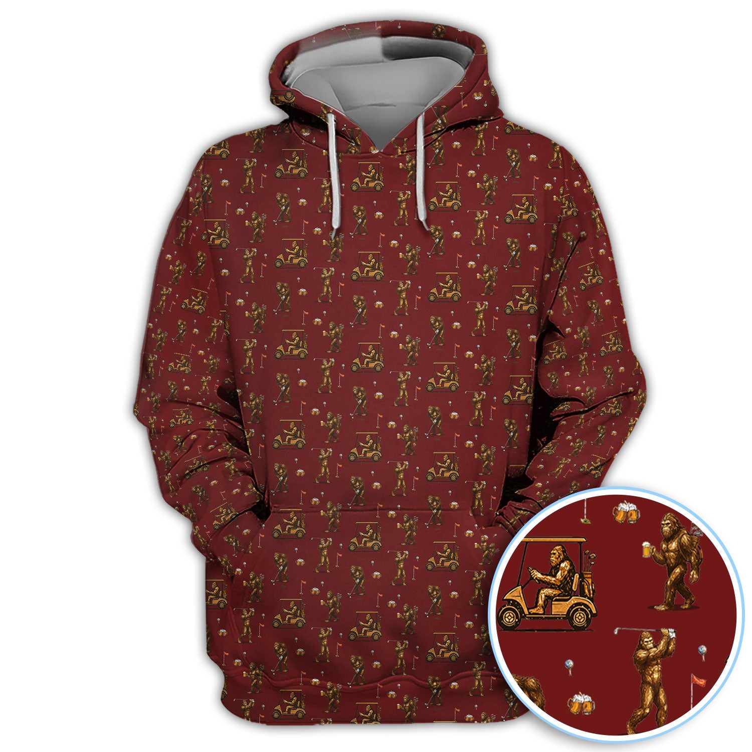 Funny Bigfoot Golf Shirt, Squatch Bigfoot And Beer Pattern Golf  Polos, Crazy Golf Gift For Golfer