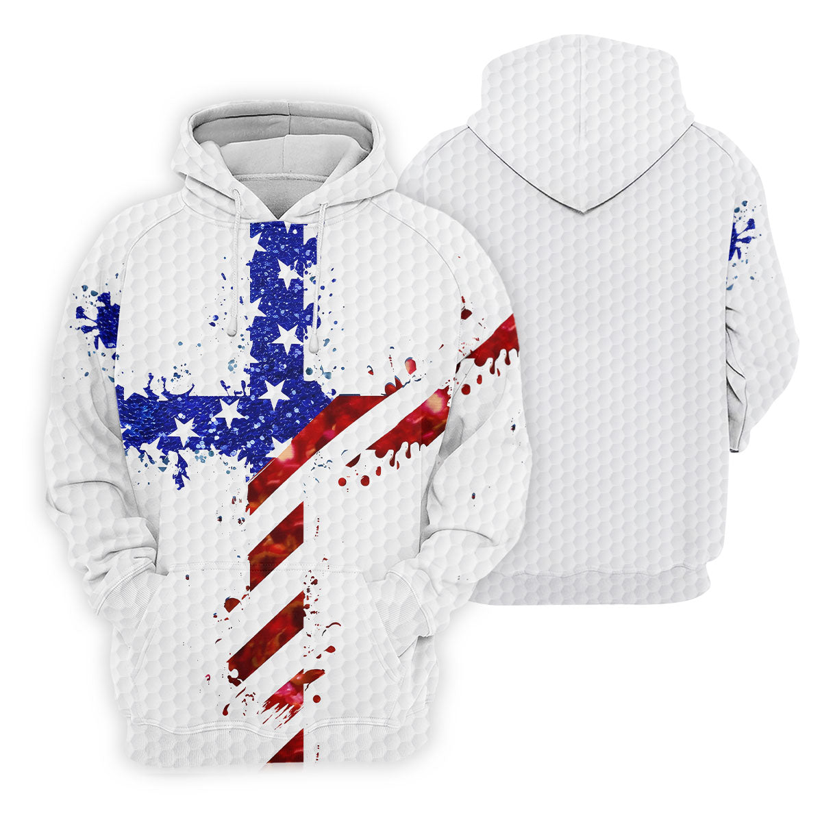Red White Blue Paint Splash Faith Cross Patriotic Golf Shirt, 250 Years 4th Of July Golf Shirts For Men