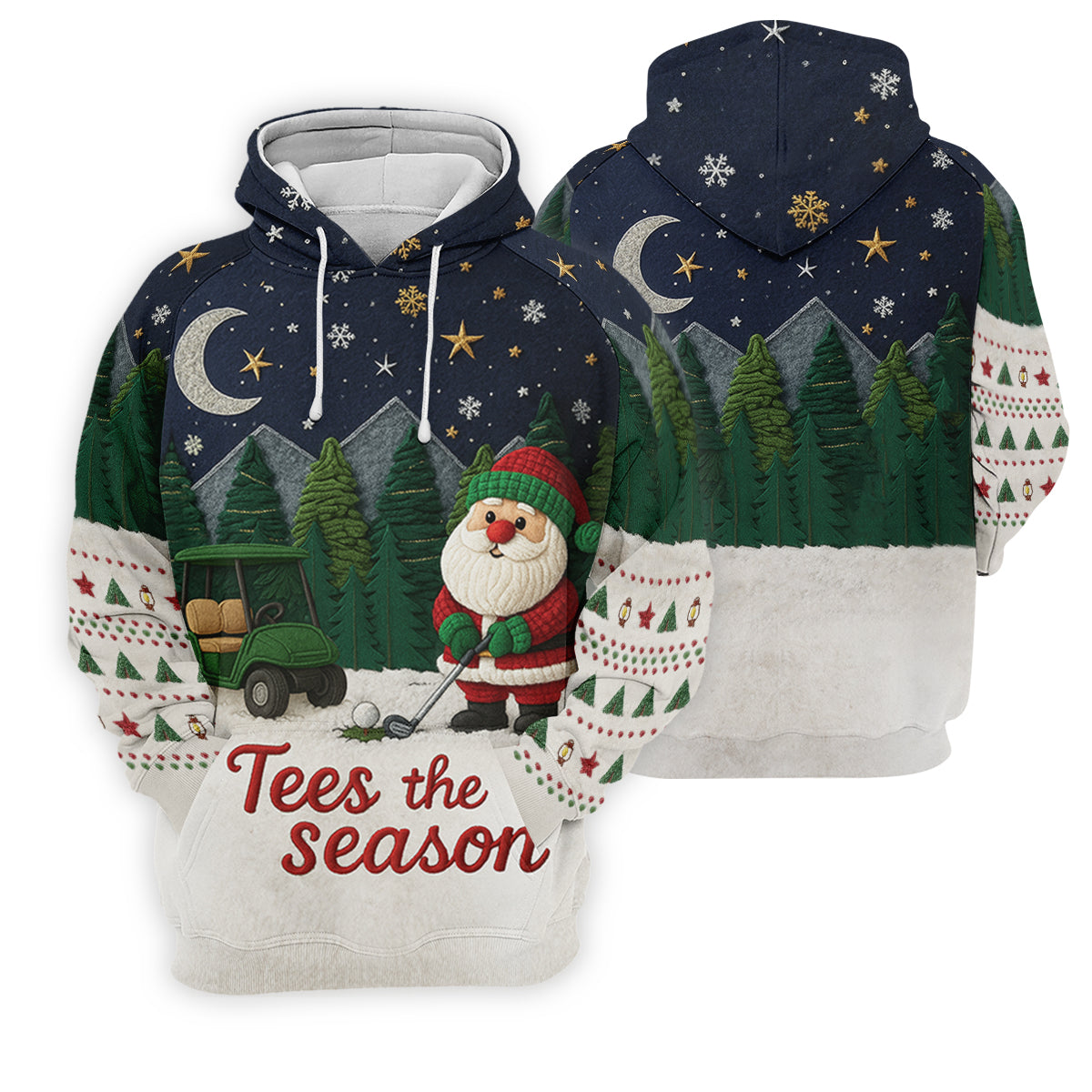 Santa Golfing Tees The Season Night Theme Christmas Golf Shirt, Women's Golf Tops, Ladies Golf Shirts
