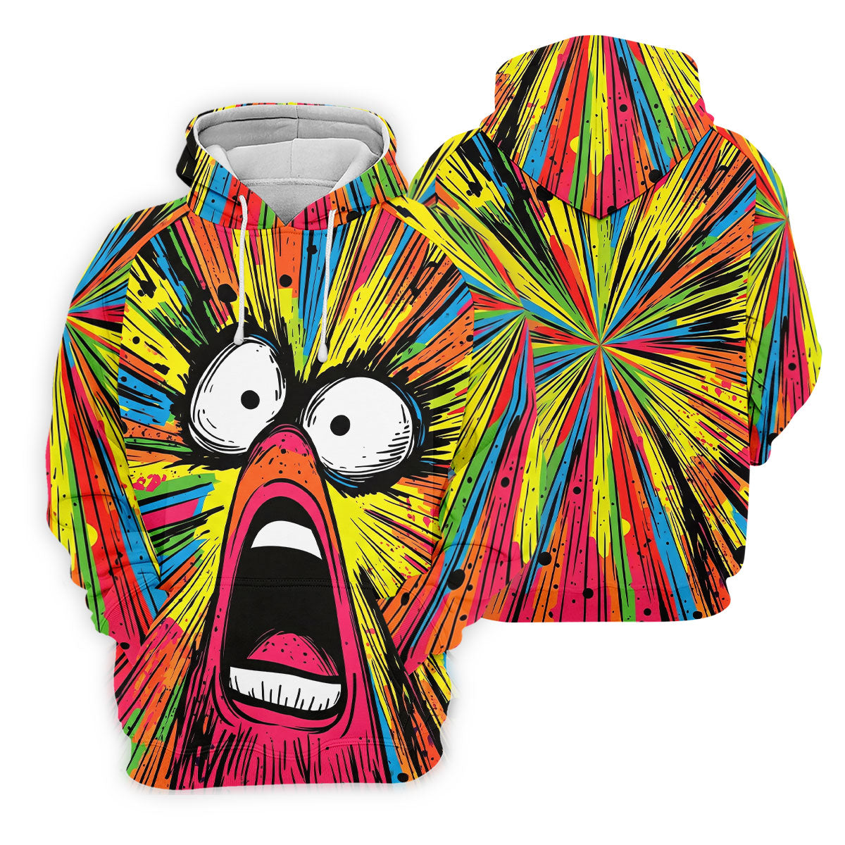 Screaming Face Colorful Retro Hawaiian Golf Shirt, Fun Women's Golf Shirts
