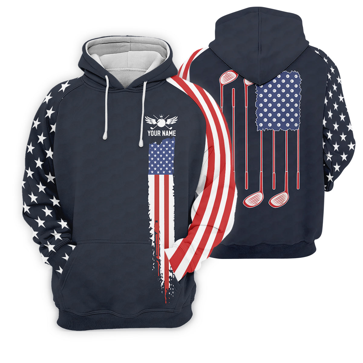 American Flag Patriot Red White Blue Women's Golf Shirts, 250th Anniversary Ladies Golf Shirt