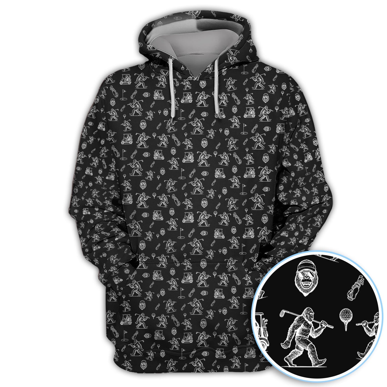Squatch Bigfoot Pattern Golf Shirt, Funny Bigfoot Golf Polos, Golf Gift For Men