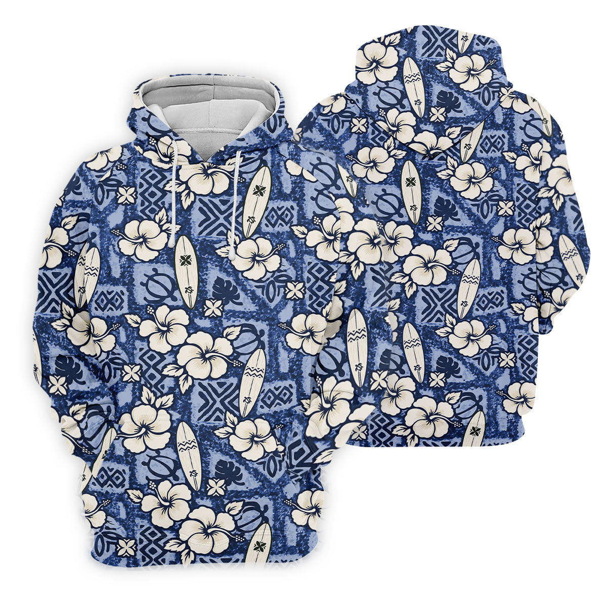 Blue Hawaiian Surfboard Hibiscus Golf Shirt, Women's Golf Shirt, Hawaiian Golf Shirt, Golf Polo For Women