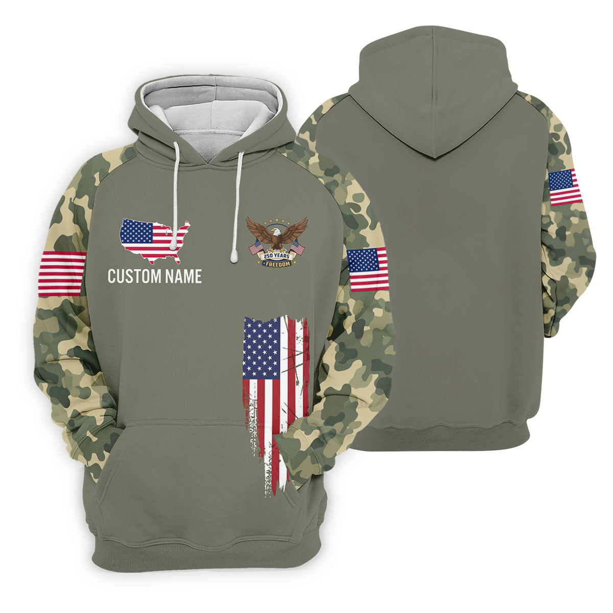 250 Years Freedom Eagle American Flag Camo Golf Shirt, Patriotic 4th Of July Golf Shirt For Women
