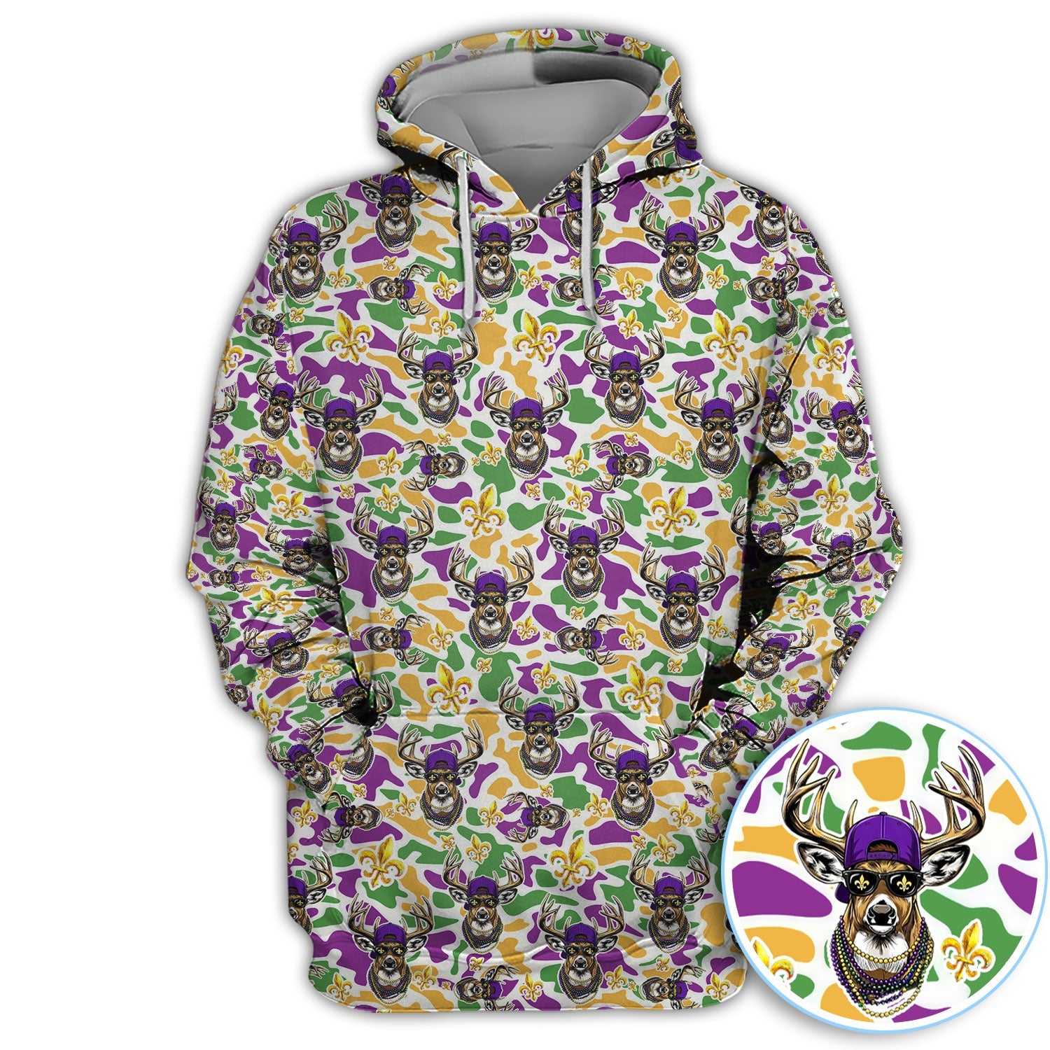 Mardi Gras Golf Polos For Golfer, Festival Deer Pattern Golf Shirt, Golf Gift For Men