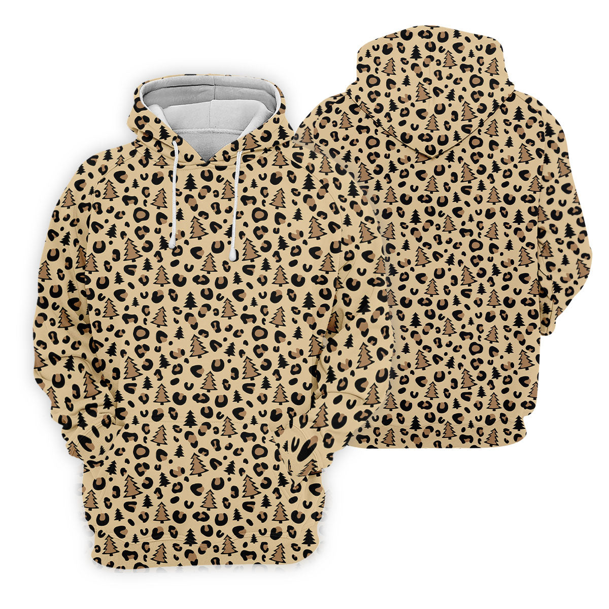 Xmas Pine Tree Leopard Pattern Brown Golf Shirt, Christmas Golf Shirt, Cute Golf Outfit, Women's Golf Shirts