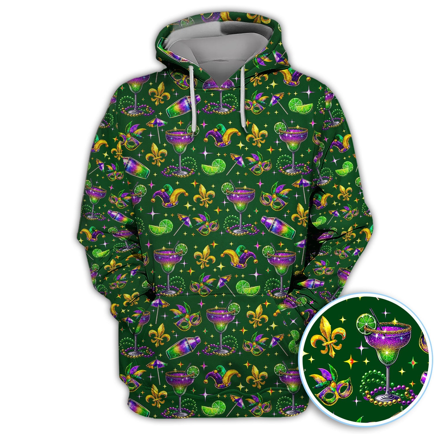 Funny Glitter Mardi Gras Pattern Golf Polos, Mardi Gras And Margaritas Golf Shirt For Men, Golf Gift For Golfer