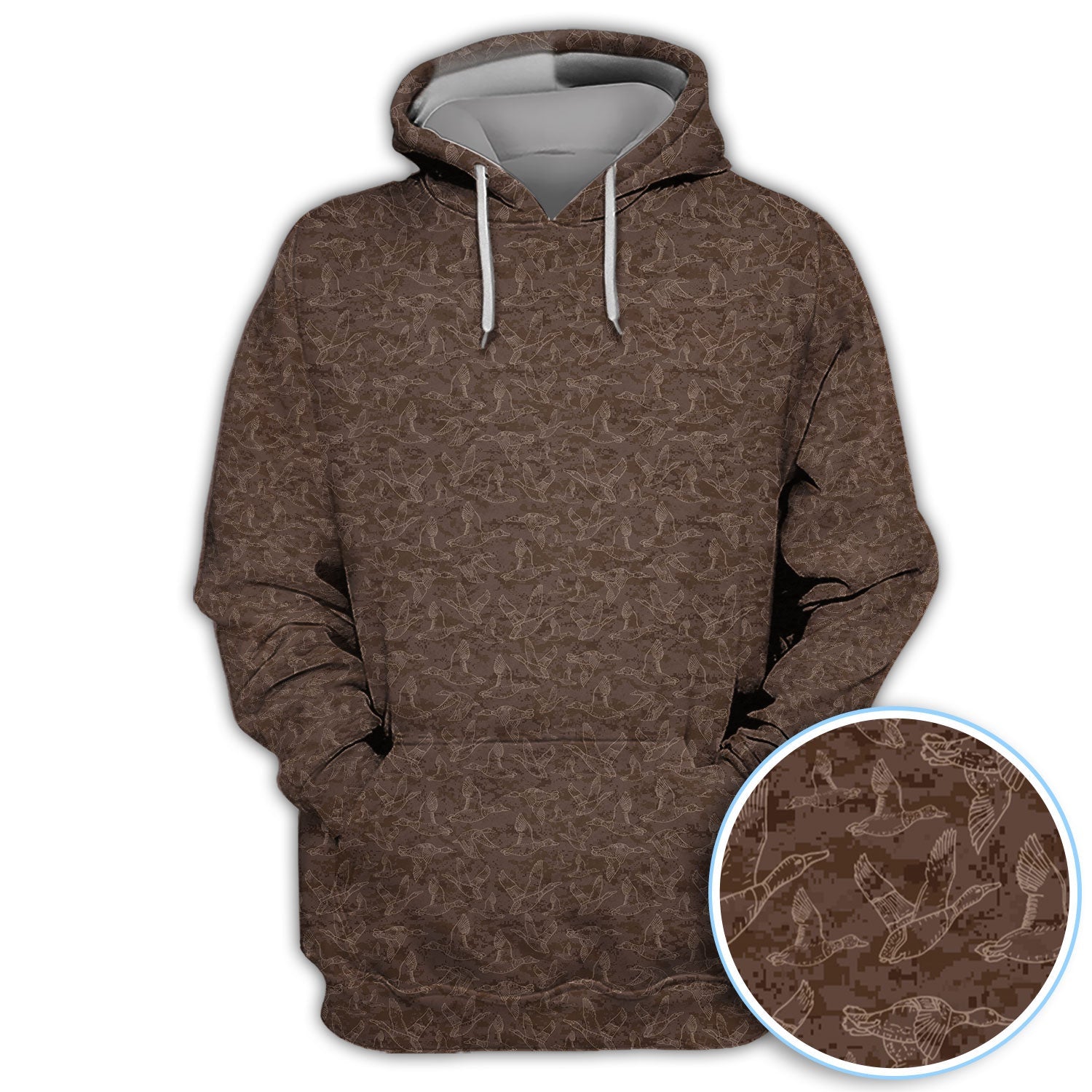 Funny Duck Pattern Golf Polos, Brown Camouflage Style Shirt For Men, Cool Outdoor Golf Shirt Gift For Golfers