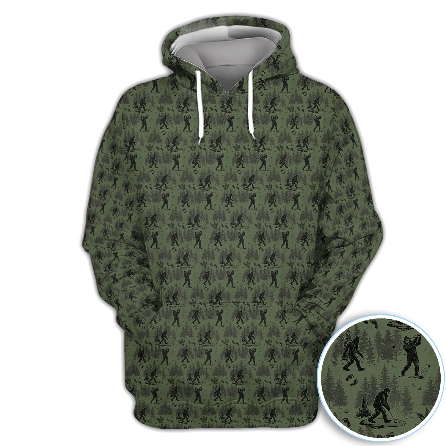 Bigfoot Forest Golf Polo Shirt, Sasquatch Camouflage Pattern Shirt For Men, Gofer Gift