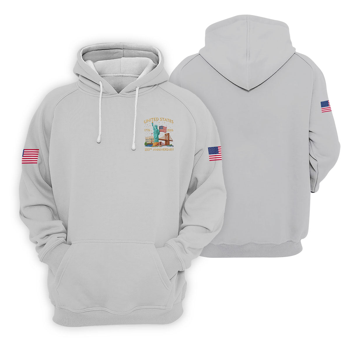 American Symbols Grey Patriotic Golf Shirt, US 250 Years 4th Of July Golf Shirt For Women